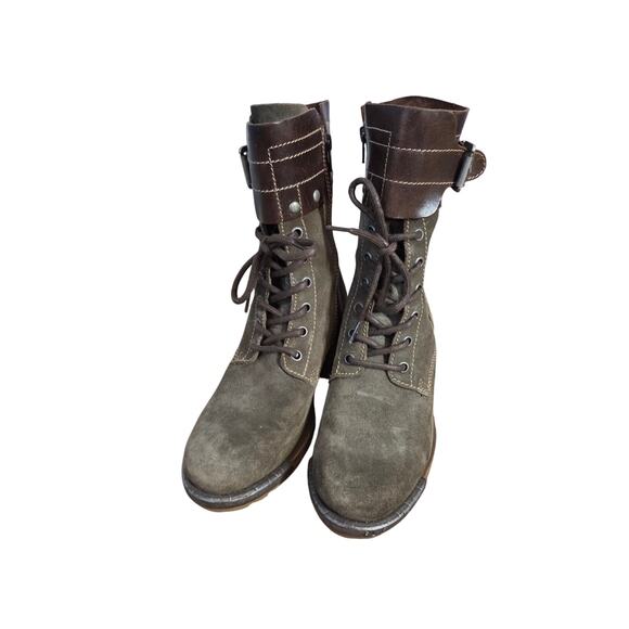 Fly London lask harness suede heeled grunge boots lace mid calf logger combat 39 - Picture 2 of 8